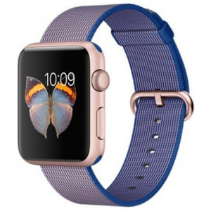 Curea iUni compatibila cu Apple Watch Ultra/SE/8/7/6/5/4/3/2/1, 42mm, Nylon, Woven Strap, Electric Purple - Img 3