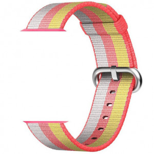 Curea iUni compatibila cu Apple Watch Ultra/SE/8/7/6/5/4/3/2/1, 44mm, Nylon, Woven Strap, Rainbow - Img 3