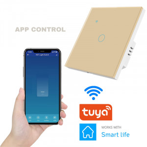 Intrerupator smart touch iUni 1F, 1 Canal, Wi-Fi, Sticla securizata, LED, Gold - Img 3