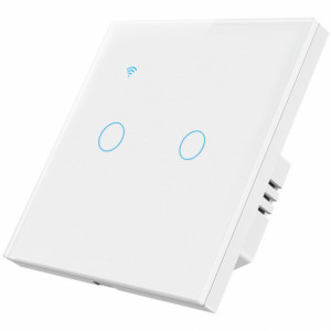 Intrerupator smart touch iUni 2F, 2 Canale, Wi-Fi, Sticla securizata, LED
