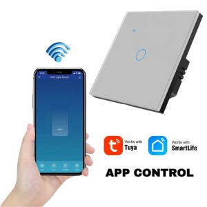 Intrerupator smart touch, WiFi, Sticla securizata, iUni 1G, 10A, Control vocal, Smart Life / Tuya, LED, Silver - Img 3