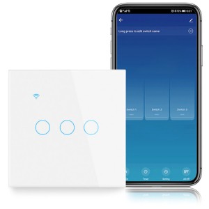 Intrerupator smart touch, WiFi, Sticla securizata, iUni 3G, 10A, Control vocal, Smart Life / Tuya, LED - Img 2