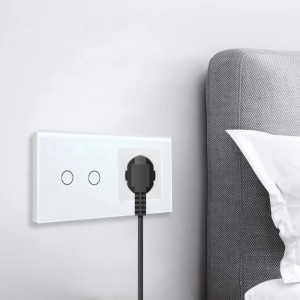 Intrerupator touch dublu si Priza, Rama sticla securizata, iUni 2Y, LED - Img 3