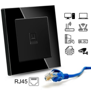 Priza internet RJ45, Cat6, Rama sticla securizata, iUni SD, Black - Img 2