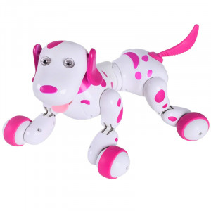Robot Catel interactiv iUni Smart-Dog, telecomanda cu 24 comenzi, Alb-Roz - Img 5