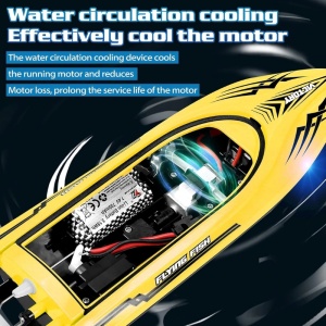 Barca cu telecomanda iUni HJ811, RC Racing Speed Boat Drift, Viteza 25 km/h, 2.4GHz, Galben - Img 5