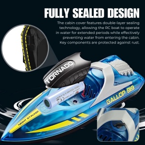 Barca cu telecomanda iUni HJ819, RC High-Speed Boat, Viteza 15 km/h, 2.4GHz, Albastru - Img 10