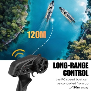Barca cu telecomanda iUni HJ820, RC High-Speed Boat, Viteza 25 km/h, 2.4GHz, White - Img 4