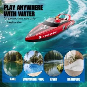 Barca cu telecomanda iUni HJ821, RC High-Speed Boat, Viteza 15 km/h, 2.4GHz, Red - Img 13