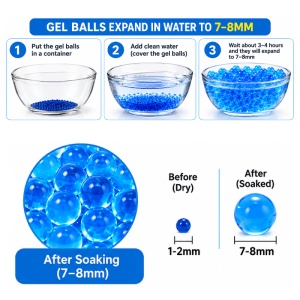 Bilute Gel Expandabile in Apa, 500 Bucati, 7–8 mm, Albastre, pentru Robot Caine iUni 8006 - Img 3