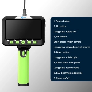 Camera Inspectie Dubla Auto Industriala iUni ROT50, Rotativa la 180°, Ecran LCD 5", 1080P, Cablu Semirigid, 1M Lungime, 8+1 LED-uri ajustabile, Rezistenta la Apa IP67, 5000mAh - Img 12