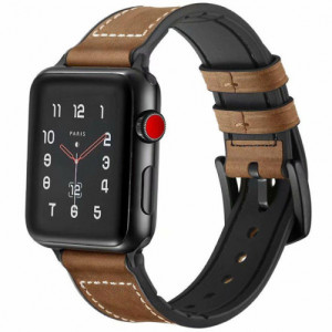 Curea iUni compatibila cu Apple Watch Ultra/SE/8/7/6/5/4/3/2/1, 38mm, Leather Strap, Dark Coffee - Img 4
