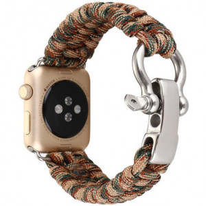 Curea iUni compatibila cu Apple Watch Ultra/SE/8/7/6/5/4/3/2/1, 38mm, Elastic Paracord, Rugged Nylon Rope, Brown
