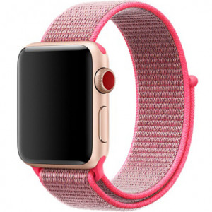 Curea iUni compatibila cu Apple Watch Ultra/SE/8/7/6/5/4/3/2/1, 38mm, Nylon Sport, Woven Strap, Electric Pink