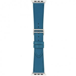 Curea iUni compatibila cu Apple Watch Ultra/SE/8/7/6/5/4/3/2/1, 40mm, Single Tour, Piele, Albastru - Img 2