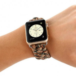 Curea iUni compatibila cu Apple Watch Ultra/SE/8/7/6/5/4/3/2/1, 40mm, Elastic Paracord, Rugged Nylon Rope, Brown - Img 4