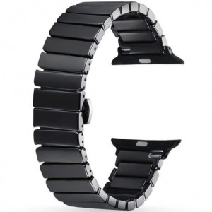 Curea iUni compatibila cu Apple Watch Ultra/SE/8/7/6/5/4/3/2/1, 40mm, Ceramic Belt, Black