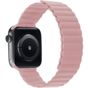 Curea iUni compatibila cu Apple Watch Ultra/SE/8/7/6/5/4/3/2/1, 44mm, Silicon Magnetic, Pink - Img 5