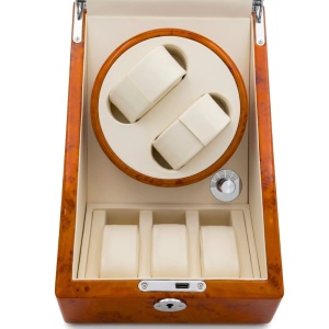 Cutie intors ceasuri automatice iUni, Watch Winder 2 + 3 spatii depozitare, 4 Programe, Gold - Img 7