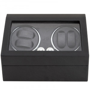 Cutie intors ceasuri iUni, 4 Programe, Watch Winder 4 + 6 spatii depozitare, Piele ecologica, Black - Img 10
