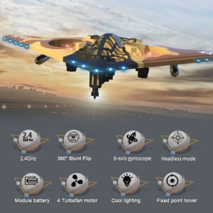 Drona avion cu telecomanda iUni E0-26, Quadcopter, Stealth Bomber Plane, Acrobatii 360°, Giroscop, Rezistent la impact, Lumini LED - Img 8