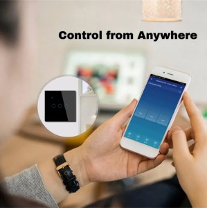 Intrerupator smart touch, WiFi, Sticla securizata, iUni 3G, 10A, Control vocal, Smart Life / Tuya, LED, Black - Img 4