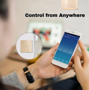 Intrerupator smart touch, WiFi, Sticla securizata, iUni 3G, 10A, Control vocal, Smart Life / Tuya, LED, Gold - Img 4