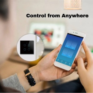 Intrerupator smart touch, WiFi, Sticla securizata, iUni 4G, 4 Canale, 10A, Control vocal, Smart Life / Tuya, LED, Black - Img 4