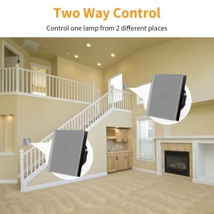 Intrerupator touch cap scara, cap cruce iUni 1F, Sticla securizata, LED, Argintiu - Img 3