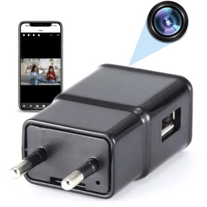 Mini Camera Incarcator USB iUni IP1000, Wi-Fi, Vizualizare 4K, Slot Card, Slot card