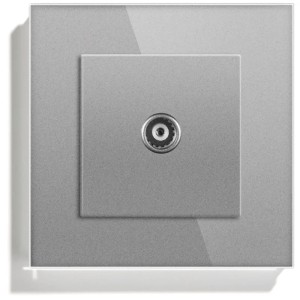 Priza TV cu Rama din sticla securizata, iUni TS, Conector Mama 9.5mm, Silver - Img 4