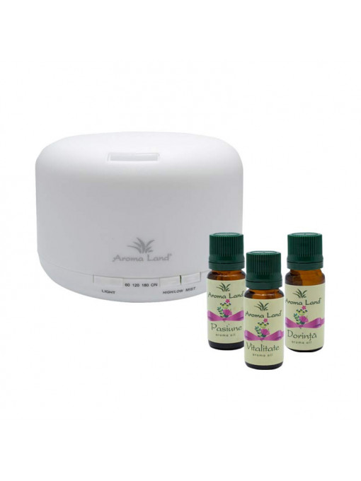 Set aromaterapie Momentele Iubirii, Aroma Difuzor Relax si 3 Uleiuri Parfumate, Aroma Land, 10 ml