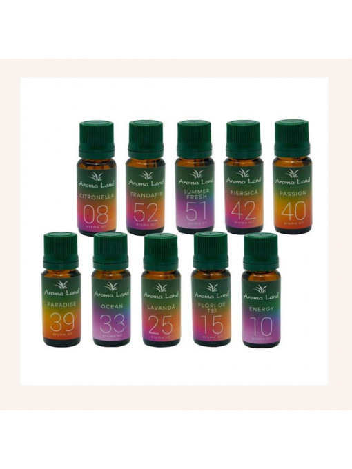 Set 10 uleiuri aromaterapie Summer Vibe, Aroma Land, 10 ml