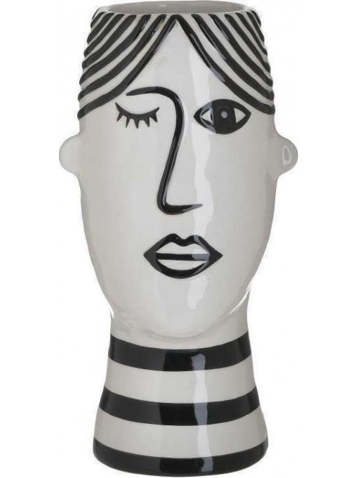Vaza Ceramica Face Alb/Negru, Charisma, 13Χ12Χ26