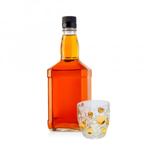 Pahar Whisky Lisboa Gold, Cristal de Bohemia, 350 ml
