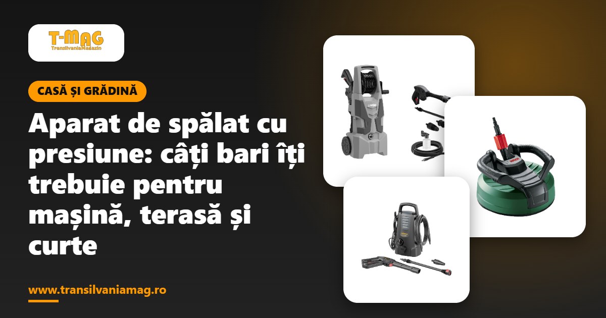 Aparat de spălat cu presiune: câți bari îți trebuie pentru mașină, terasă și curte
