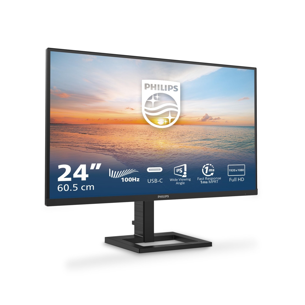 Monitor Philips 24E1N1300AM 24 inch Full HD USB-C 65W 100 Hz Negru
