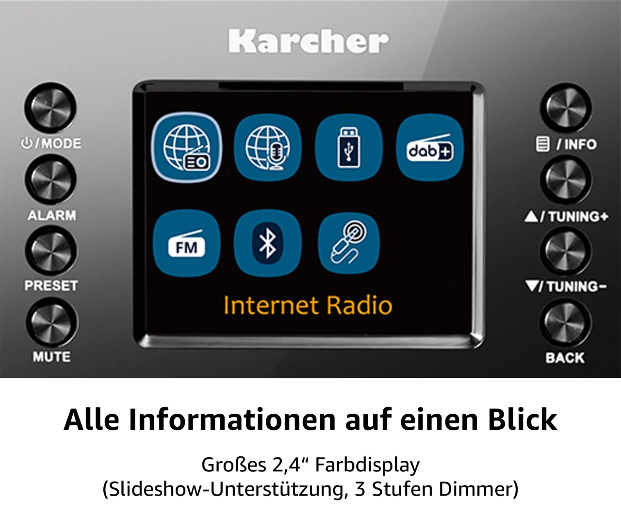 Roadstar IR-390D BT/BK internetradio, wifi en digitale DAB/DAB /FM, Bluetooth, USB-oplader, afstandsbediening, hoofdtelefoonaansluiting, wekker met dubbel alarm, zwart
