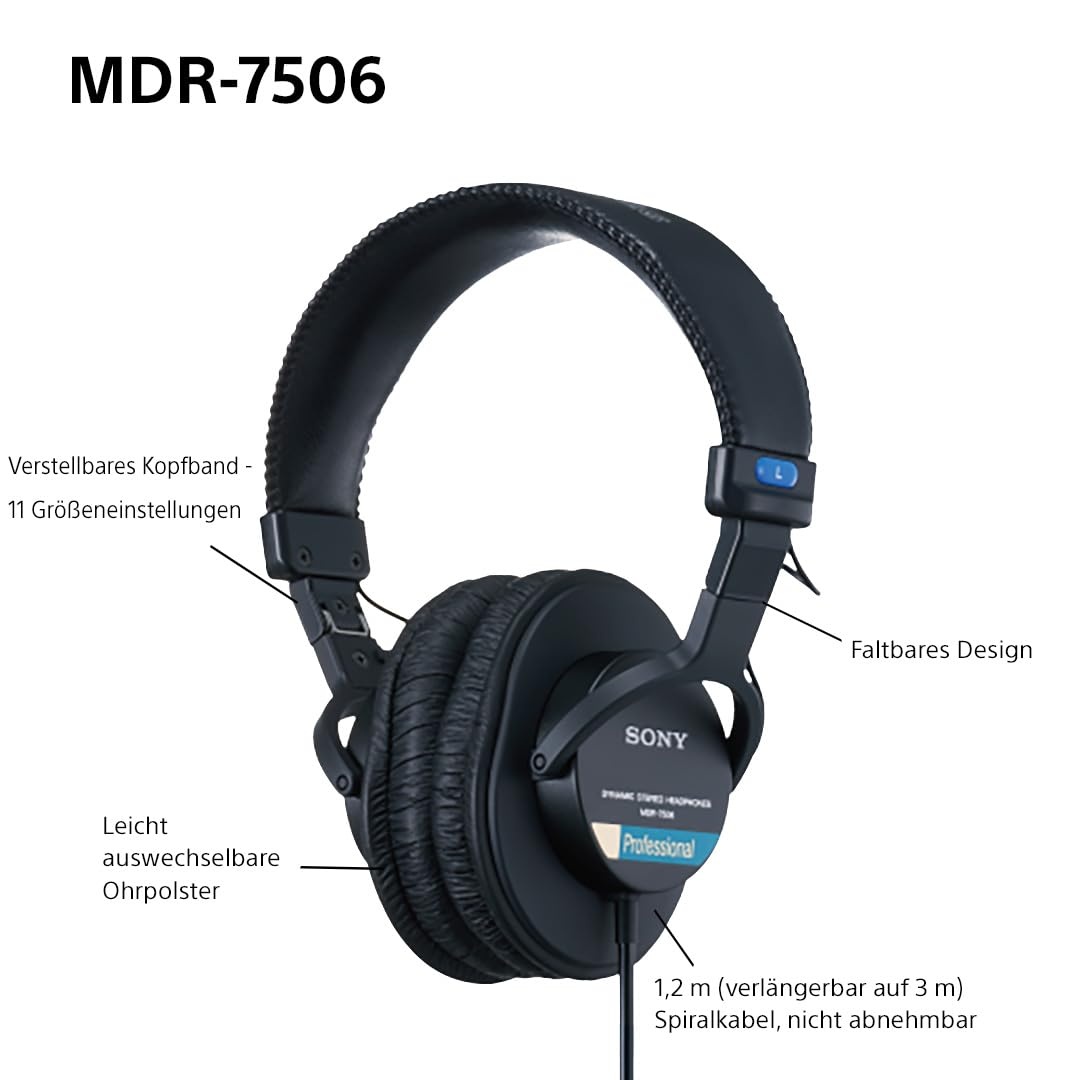 Sony MDR-7506 Casti pentru monitor de studio, inchise, cu fir, 10