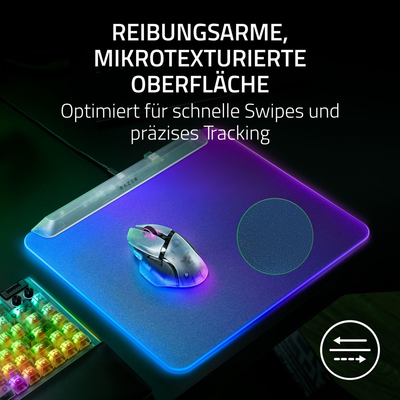 Razer Firefly V2 Pro Phantom White Gaming Mousepad RGB USB Hub