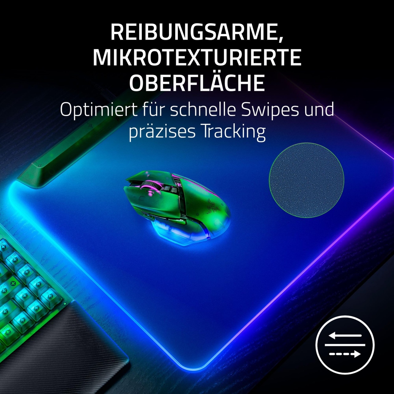 Razer Firefly V2 Pro Phantom Green Gaming Mousepad RGB Suprafata