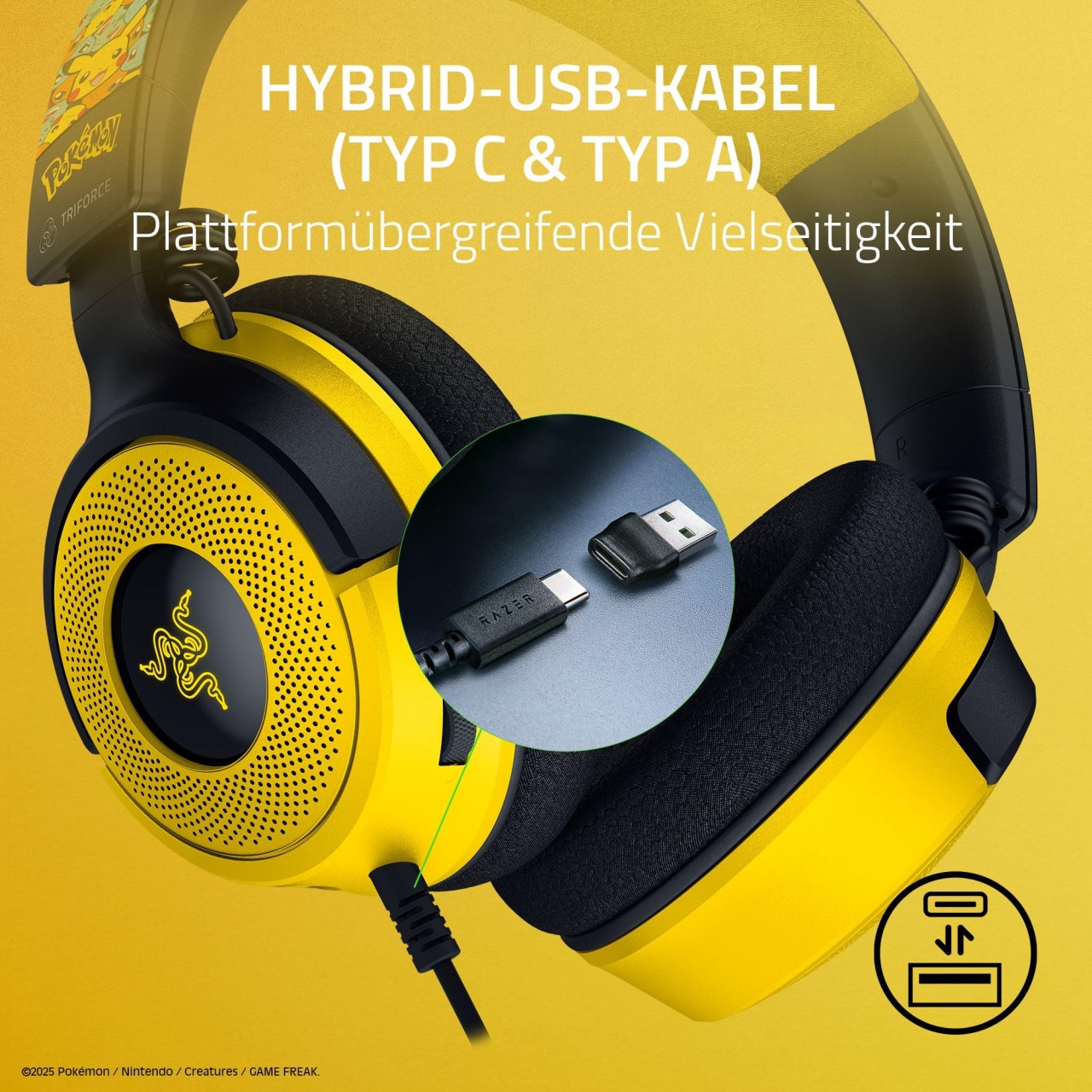 Casti gaming Razer Kraken V4 X Pokemon Edition RGB Surround Sound