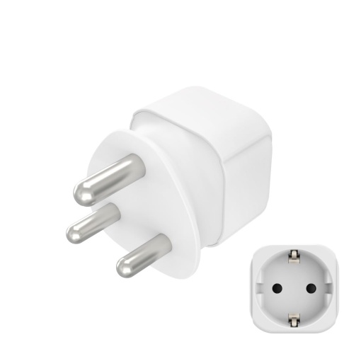 Adaptor de calatorie Hama Africa de Sud, priza de calatorie tip M (pentru calatori din Germania si Europa, pentru mufa de contact de protectie, contur si mufa Euro, pentru calatorii in Africa de Sud, Nepal si altele) alb