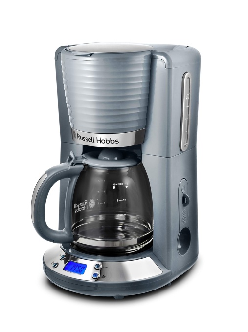 Aparat de cafea Russell Hobbs [cronometru digital, cap de dus pentru extractie si aroma optime] Inspire Grey (max 10 cani, ulcior de sticla de 1,25 l, placa de incalzire, 1100W) Filtru de cafea 24393-56