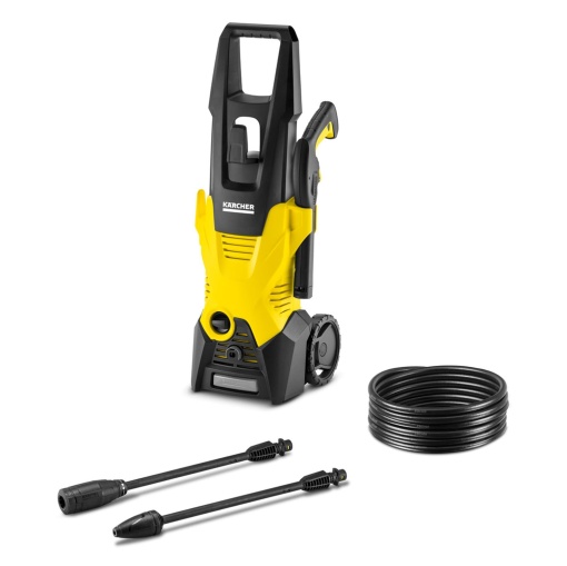Aparat de curatat cu inalta presiune Karcher K 3: pentru murdarirea usoara a bicicletelor, gardurilor de gradina, motocicletelor etc. Putere 25 m2/h. Cu pistol, furtun de inalta presiune de 6 m si lance de pulverizare Vario Power galben