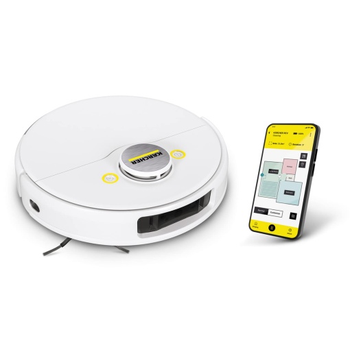 Aspirator robot Karcher RCV 5 cu functie de stergere control aplicatie navigatie laser LiDAR laser dublu si AI cartografiere detectarea camerelor si o