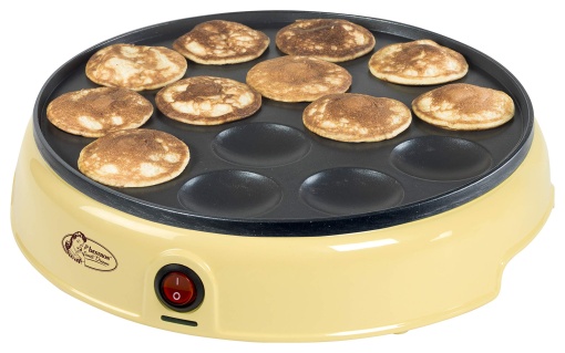 Bestron Poffertjes Maker in design retro, Mini automat de clatite, cu acoperire antiaderenta, Sweet Dreams, 800 W, galben