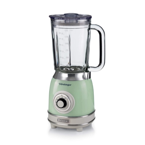 Blender din sticla Ariete Vintage 583, blender multifunctional retro cu 4 lame, 4 viteze + functie puls, functie concasor de gheata, capacitate 1,5 litri, 1000W, verde