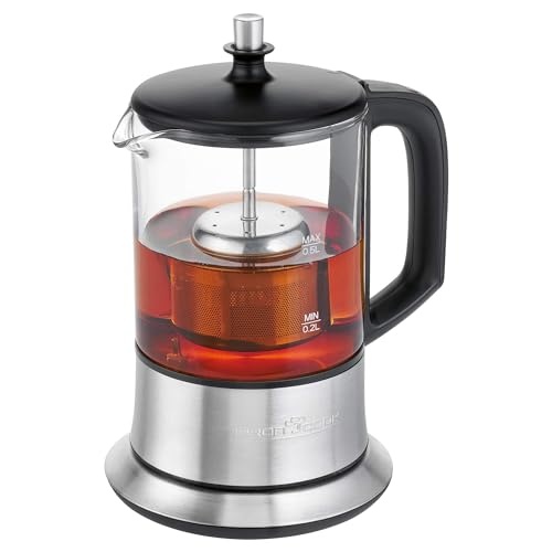 Ceainic si ceainic ProfiCook(r) 2 in 1 intr-unul | Ceainic cu setare a temperaturii si afisare a temperaturii | Ceainic de sticla 0.5L cu filtru din otel inoxidabil si functie de mentinere la cald | Fara BPA | PC-TK 1165