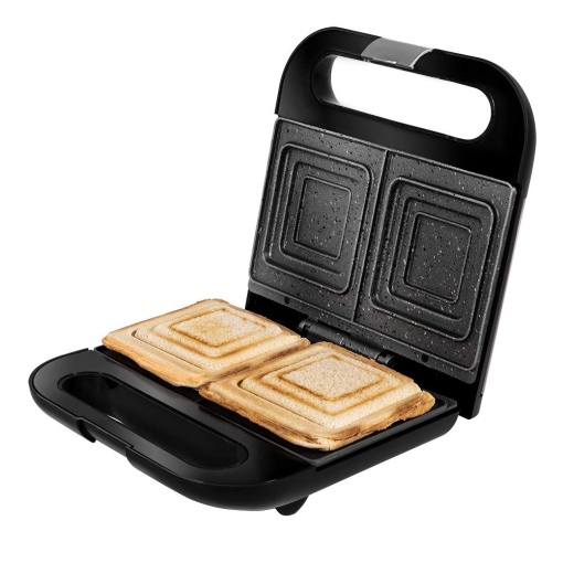Cecotec Sandwich Maker Rock nToast Square. 750 W, Blocare si terminal gol, 2 sandvisuri, acoperire RockStone, indicator luminos pentru intervalul de temperatura, maner la atingere rece cu clema de blocare
